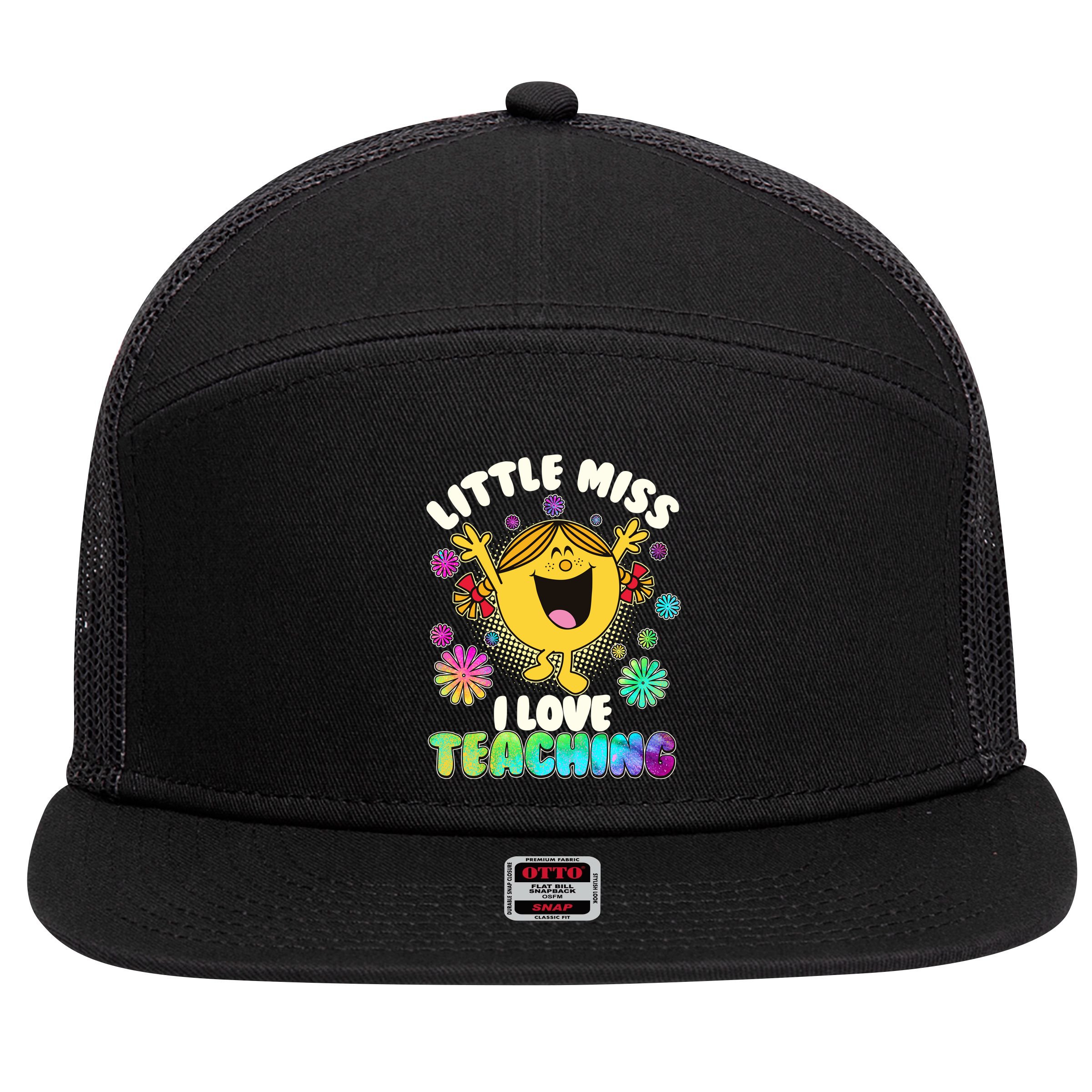 Cute Little Miss I Love Teaching 7 Panel Mesh Trucker Snapback Hat
