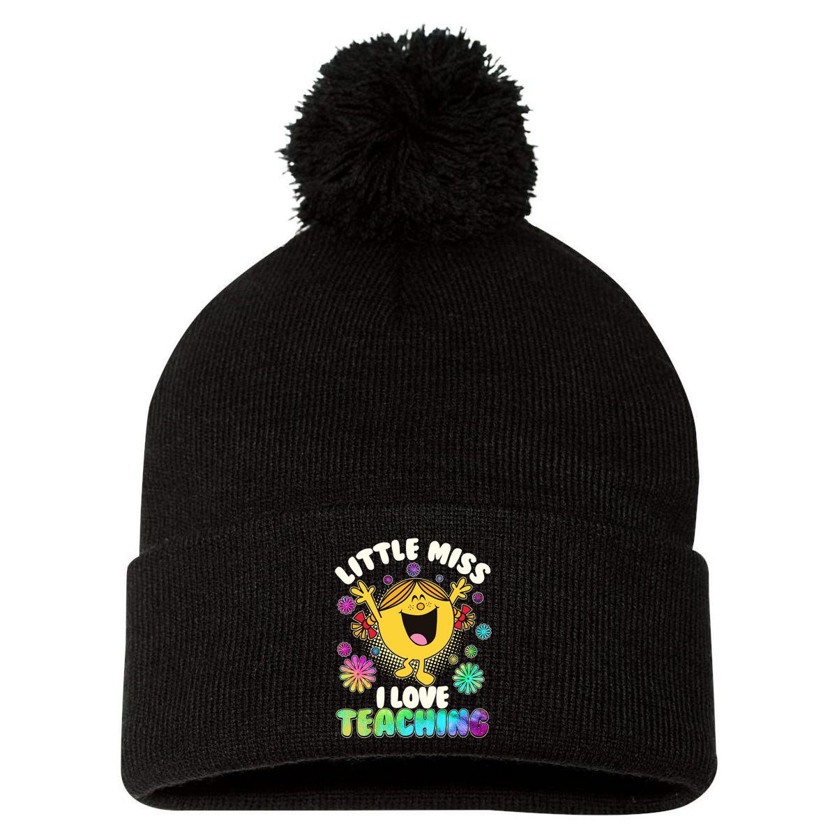Cute Little Miss I Love Teaching Pom Pom 12in Knit Beanie