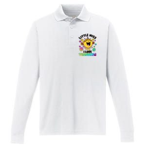 Cute Little Miss I Love Teaching Performance Long Sleeve Polo