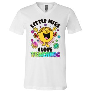 Cute Little Miss I Love Teaching V-Neck T-Shirt