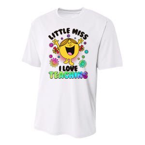 Cute Little Miss I Love Teaching Youth Performance Sprint T-Shirt