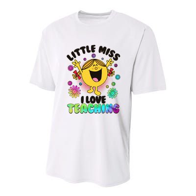 Cute Little Miss I Love Teaching Youth Performance Sprint T-Shirt