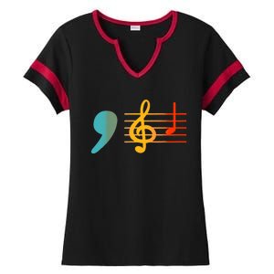 Comma La Music Notes Kamala Harris Music Teacher Elections Ladies Halftime Notch Neck Tee