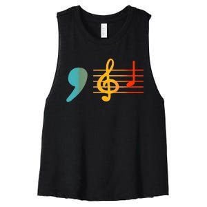 Comma La Music Notes Kamala Harris Music Teacher Elections Women's Racerback Cropped Tank