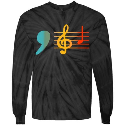 Comma La Music Notes Kamala Harris Music Teacher Elections Tie-Dye Long Sleeve Shirt
