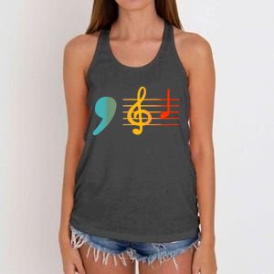 Comma La Music Notes Kamala Harris Music Teacher Elections Women's Knotted Racerback Tank