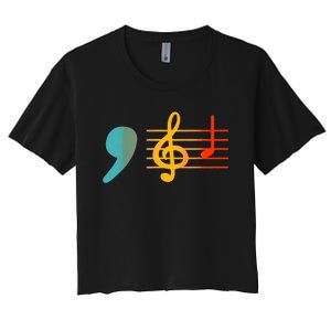 Comma La Music Notes Kamala Harris Music Teacher Elections Women's Crop Top Tee