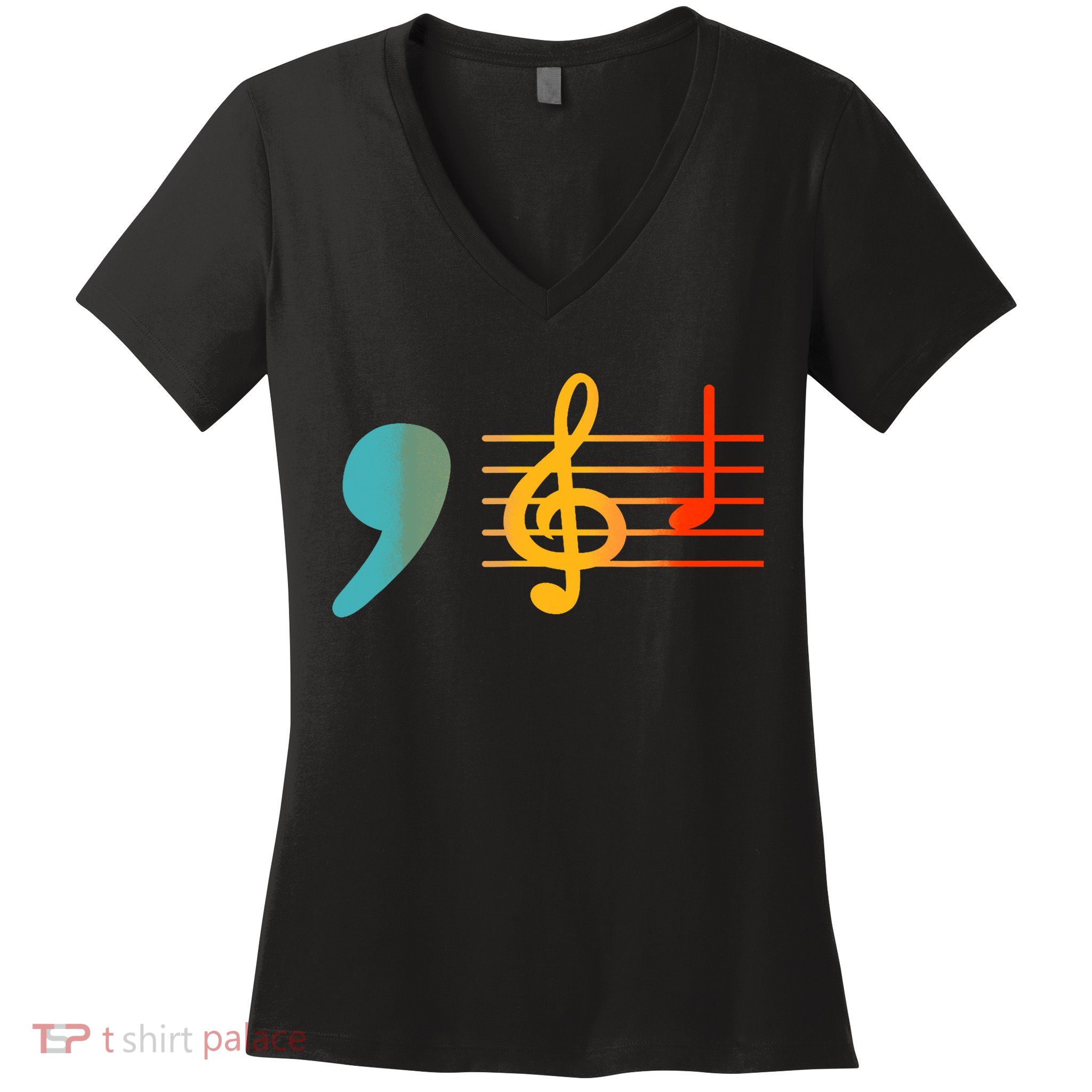 Comma La Music Notes Kamala Harris Music Teacher Elections Women's V-Neck T-Shirt