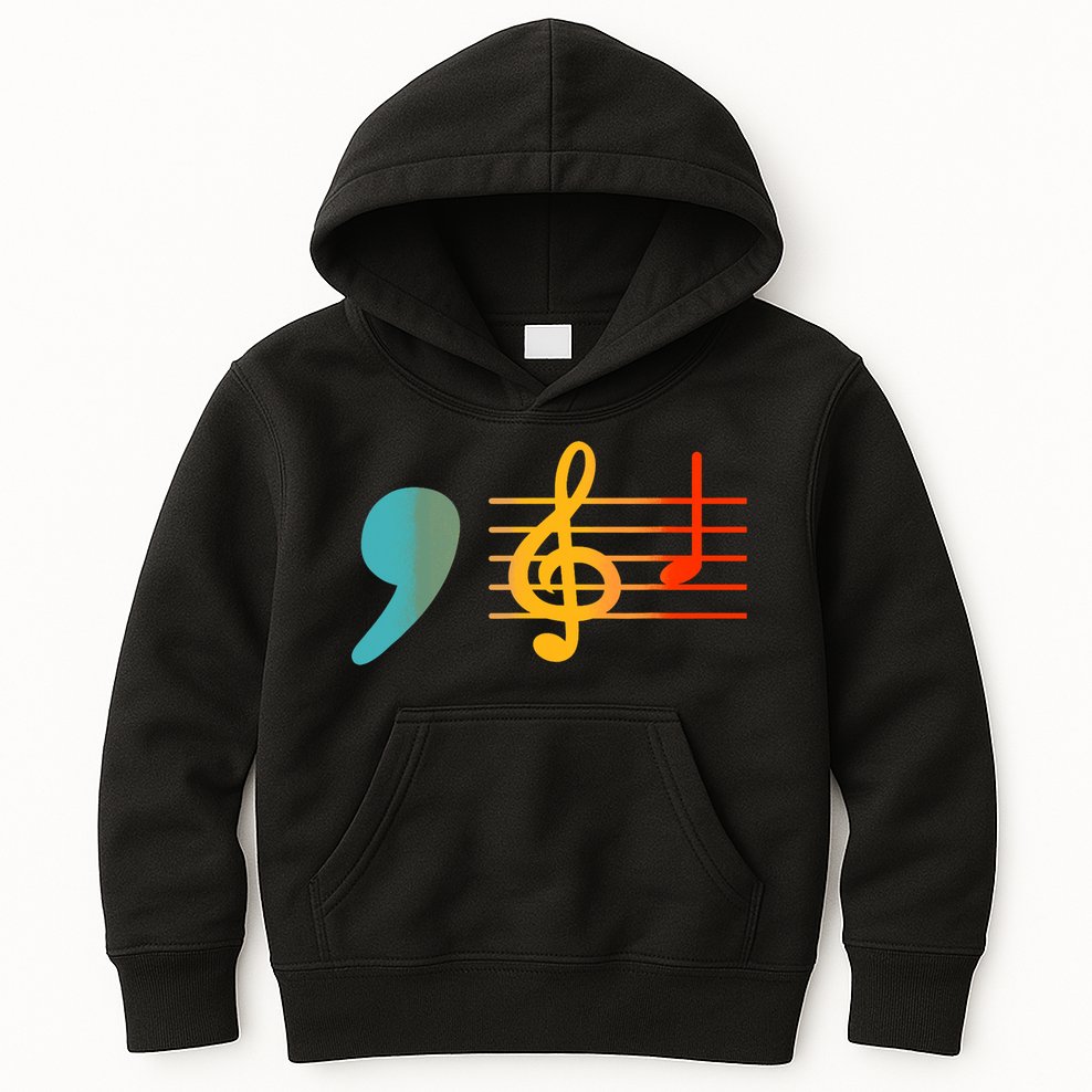 Comma La Music Notes Kamala Harris Music Teacher Elections Kids Hoodie