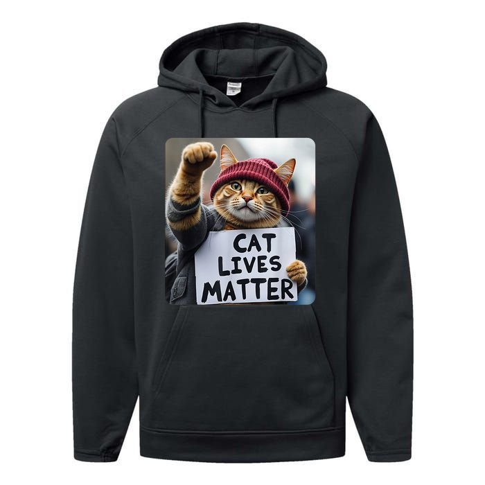 Cat Lives Matter Trump Make Pets Safe Donald Trump 2024 Cats Gift Performance Fleece Hoodie