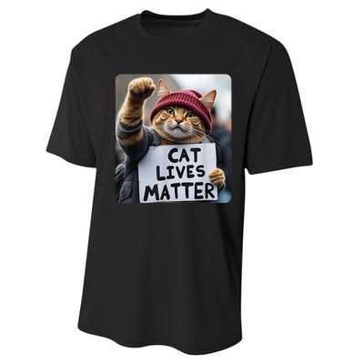 Cat Lives Matter Trump Make Pets Safe Donald Trump 2024 Cats Gift Performance Sprint T-Shirt