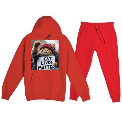 Cat Lives Matter Trump Make Pets Safe Donald Trump 2024 Cats Gift Premium Hooded Sweatsuit Set