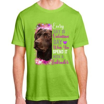 Chocolate Labrador Mom Funny Valentines Day Dog Lovers Brown Gift Adult ChromaSoft Performance T-Shirt