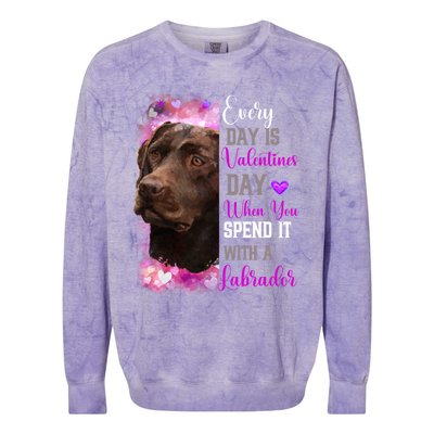 Chocolate Labrador Mom Funny Valentines Day Dog Lovers Brown Gift Colorblast Crewneck Sweatshirt