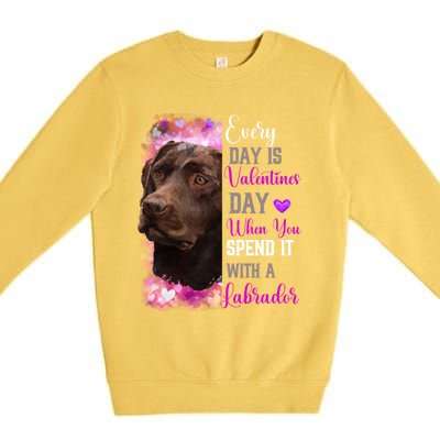 Chocolate Labrador Mom Funny Valentines Day Dog Lovers Brown Gift Premium Crewneck Sweatshirt