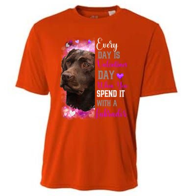 Chocolate Labrador Mom Funny Valentines Day Dog Lovers Brown Gift Cooling Performance Crew T-Shirt