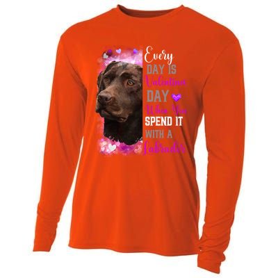 Chocolate Labrador Mom Funny Valentines Day Dog Lovers Brown Gift Cooling Performance Long Sleeve Crew