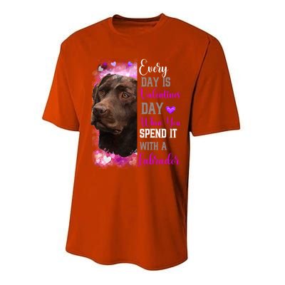 Chocolate Labrador Mom Funny Valentines Day Dog Lovers Brown Gift Performance Sprint T-Shirt