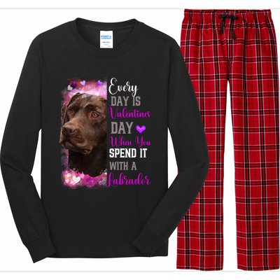 Chocolate Labrador Mom Funny Valentines Day Dog Lovers Brown Gift Long Sleeve Pajama Set