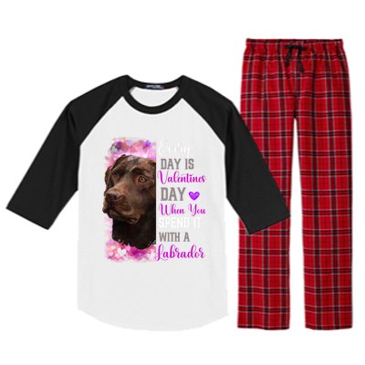 Chocolate Labrador Mom Funny Valentines Day Dog Lovers Brown Gift Raglan Sleeve Pajama Set