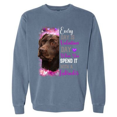 Chocolate Labrador Mom Funny Valentines Day Dog Lovers Brown Gift Garment-Dyed Sweatshirt