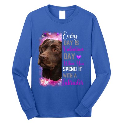 Chocolate Labrador Mom Funny Valentines Day Dog Lovers Brown Gift Long Sleeve Shirt