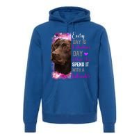 Chocolate Labrador Mom Funny Valentines Day Dog Lovers Brown Gift Premium Hoodie