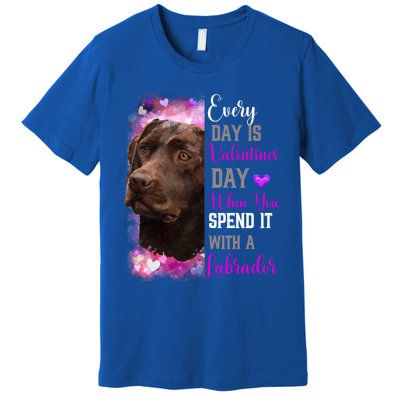 Chocolate Labrador Mom Funny Valentines Day Dog Lovers Brown Gift Premium T-Shirt