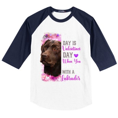 Chocolate Labrador Mom Funny Valentines Day Dog Lovers Brown Gift Baseball Sleeve Shirt