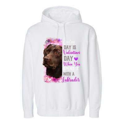 Chocolate Labrador Mom Funny Valentines Day Dog Lovers Brown Gift Garment-Dyed Fleece Hoodie