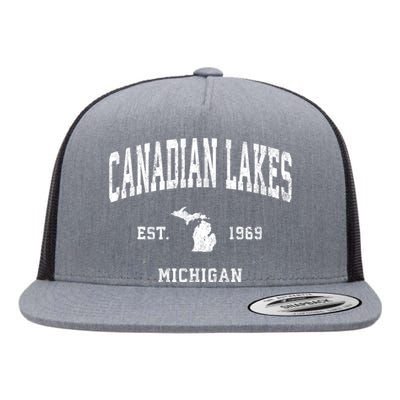 Canadian Lakes Michigan Mi Vintage Athletic Flat Bill Trucker Hat