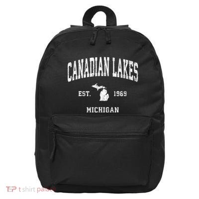 Canadian Lakes Michigan Mi Vintage Athletic 16 in Basic Backpack