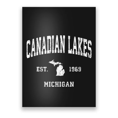 Canadian Lakes Michigan Mi Vintage Athletic Poster