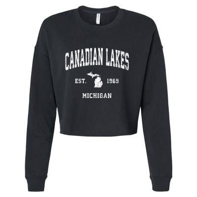 Canadian Lakes Michigan Mi Vintage Athletic Cropped Pullover Crew