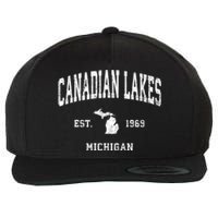 Canadian Lakes Michigan Mi Vintage Athletic Wool Snapback Cap