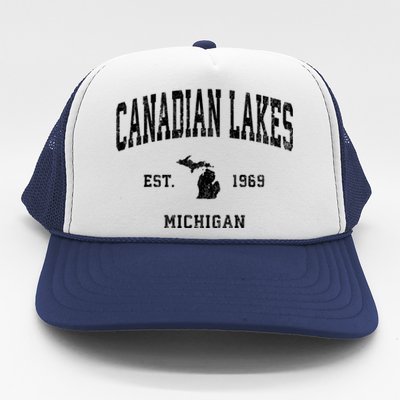 Canadian Lakes Michigan Mi Vintage Athletic Trucker Hat