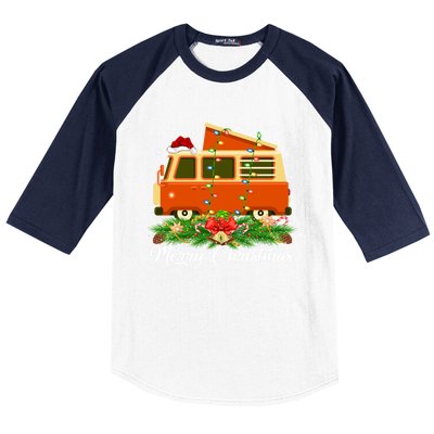 Camper Lover Matching Santa Hat Camper Van Christmas Gift Baseball Sleeve Shirt