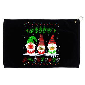 Christmas Lights Merry Christmas Gnome Asl Sign Language Grommeted Golf Towel