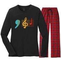 Comma La Music Notes Kamala Harris Music Teacher Elections Women's Long Sleeve Flannel Pajama Set 