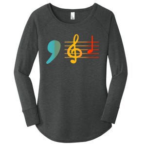 Comma La Music Notes Kamala Harris Music Teacher Elections Women's Perfect Tri Tunic Long Sleeve Shirt