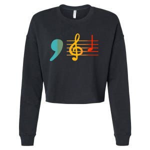 Comma La Music Notes Kamala Harris Music Teacher Elections Cropped Pullover Crew