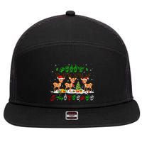 Christmas Lights Merry Christmas Reindeer Asl Sign Language 7 Panel Mesh Trucker Snapback Hat