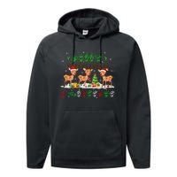 Christmas Lights Merry Christmas Reindeer Asl Sign Language Performance Fleece Hoodie