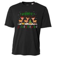 Christmas Lights Merry Christmas Reindeer Asl Sign Language Cooling Performance Crew T-Shirt