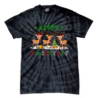 Christmas Lights Merry Christmas Reindeer Asl Sign Language Tie-Dye T-Shirt