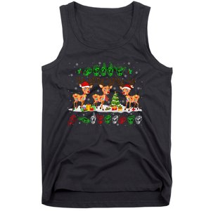 Christmas Lights Merry Christmas Reindeer Asl Sign Language Tank Top