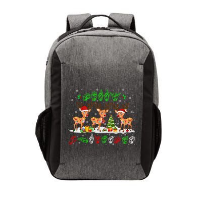 Christmas Lights Merry Christmas Reindeer Asl Sign Language Vector Backpack