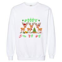Christmas Lights Merry Christmas Reindeer Asl Sign Language Garment-Dyed Sweatshirt