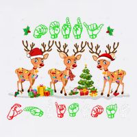 Christmas Lights Merry Christmas Reindeer Asl Sign Language Garment-Dyed Sweatshirt