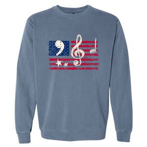 Comma La Music Notes Music Teacher Elections Kamala Harris Garment-Dyed Sweatshirt